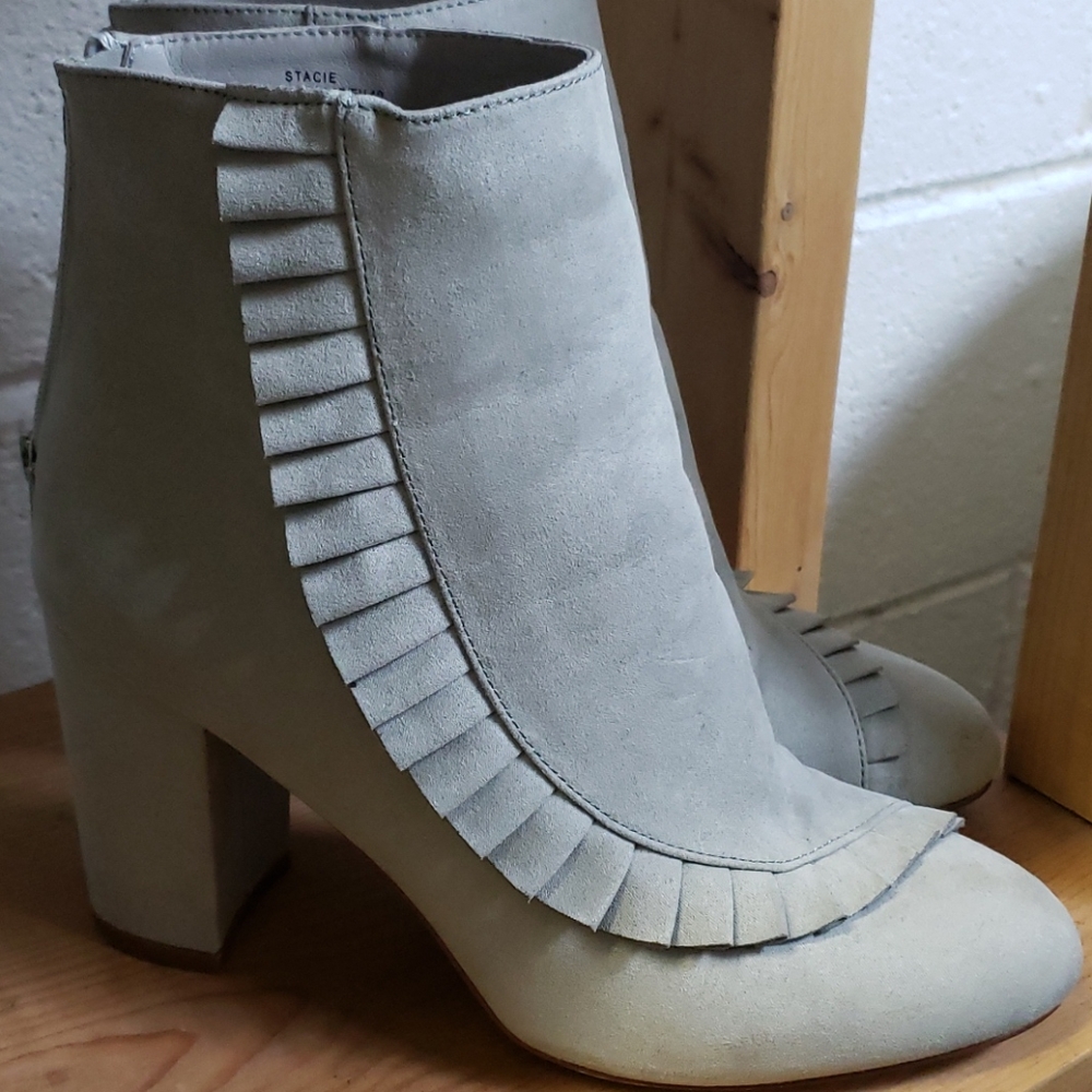 JustFab Light Grey Ankle Boot with pleated detail